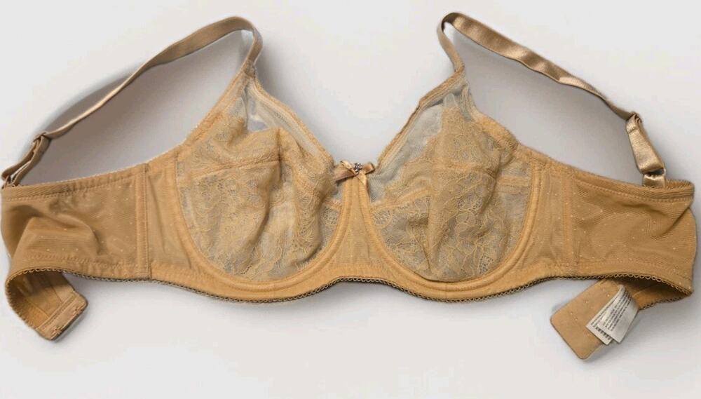Wacoal 855186 Retro Chic Lace Underwire Bra 36C Beige Full Coverage